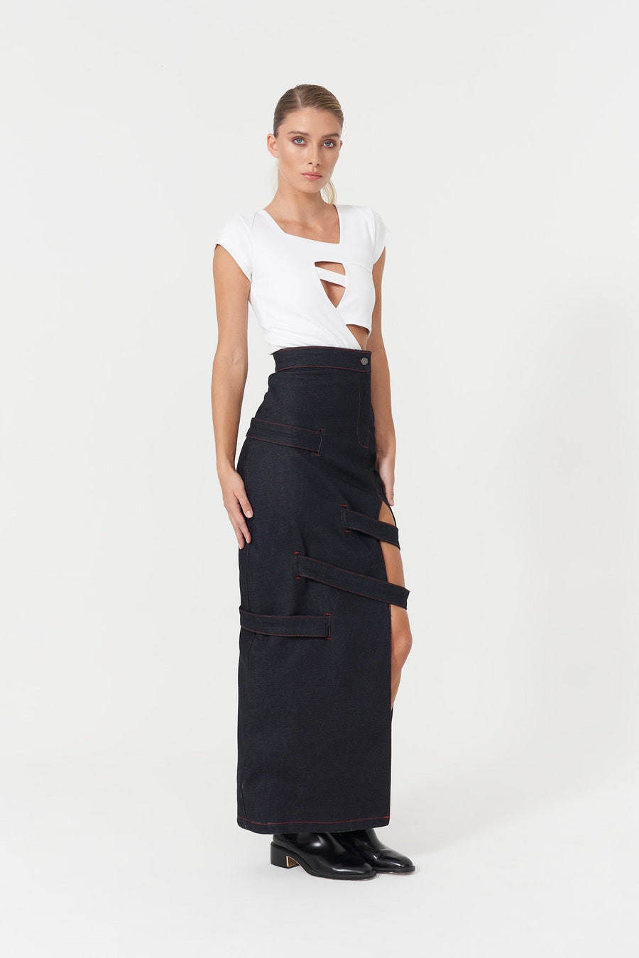 Davidson Blue Denim Maxi Skirt