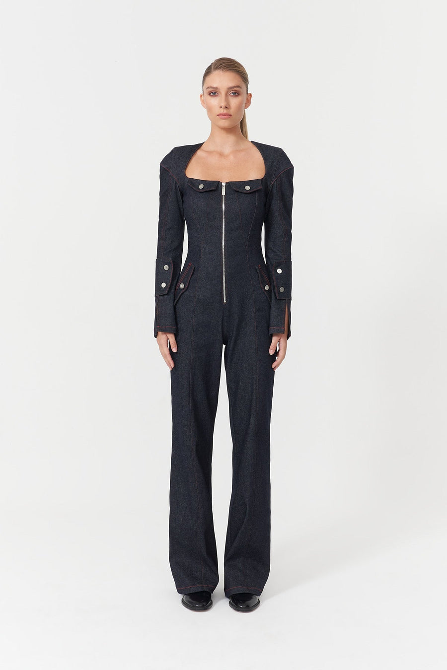 Harvey Denim Long Sleeve Jumpsuit