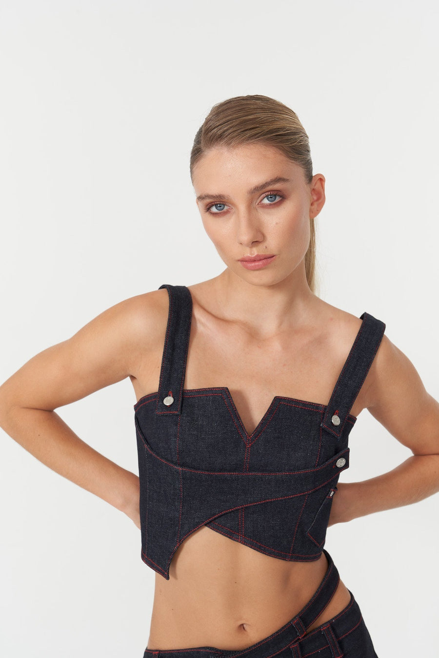 Harvey Sleeveless Denim Crop Top