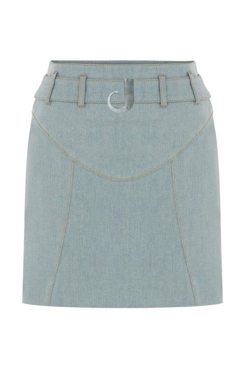 Monte J Logo Belted Blue Mini Skirt