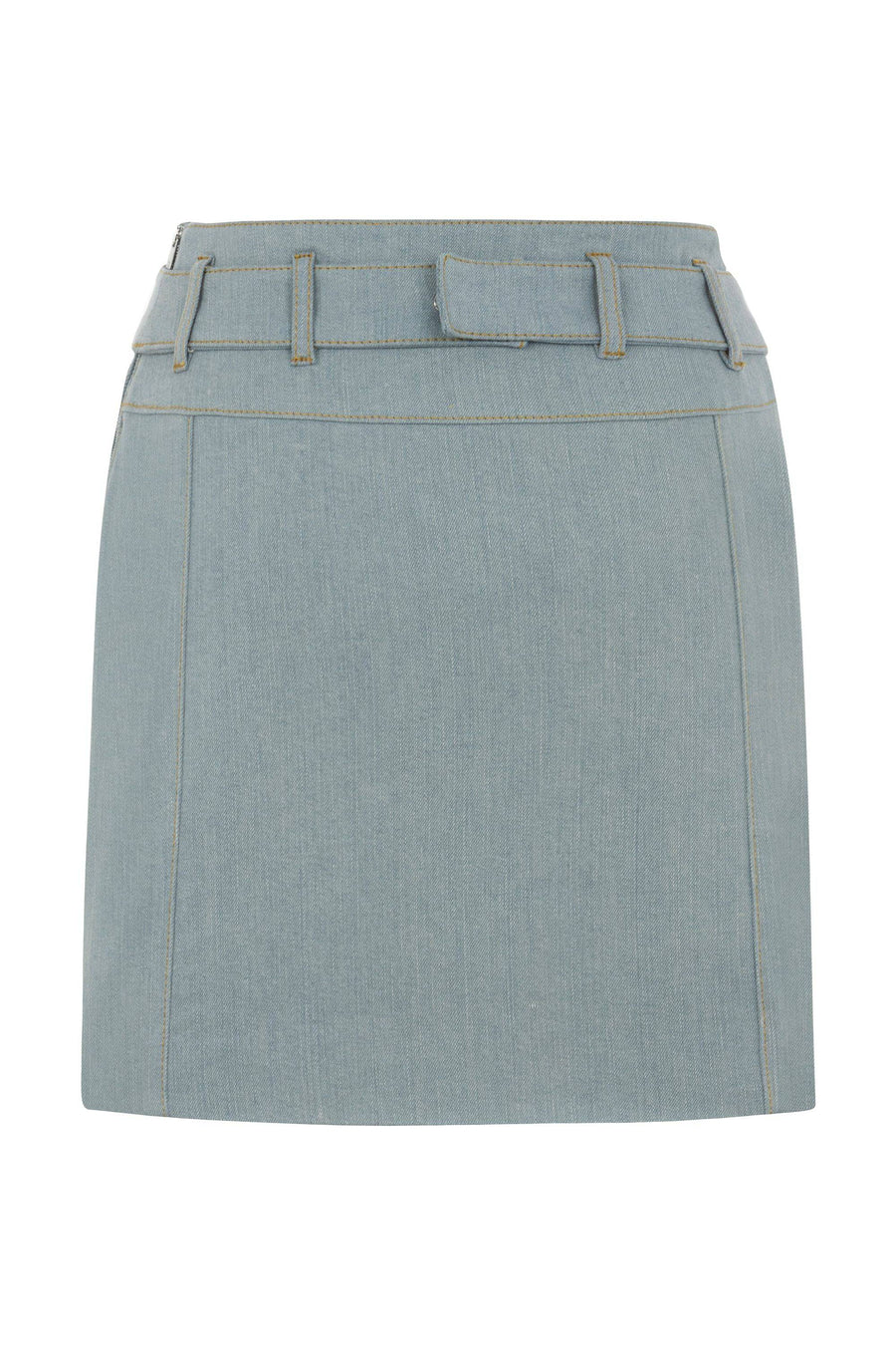 Monte J Logo Belted Blue Mini Skirt