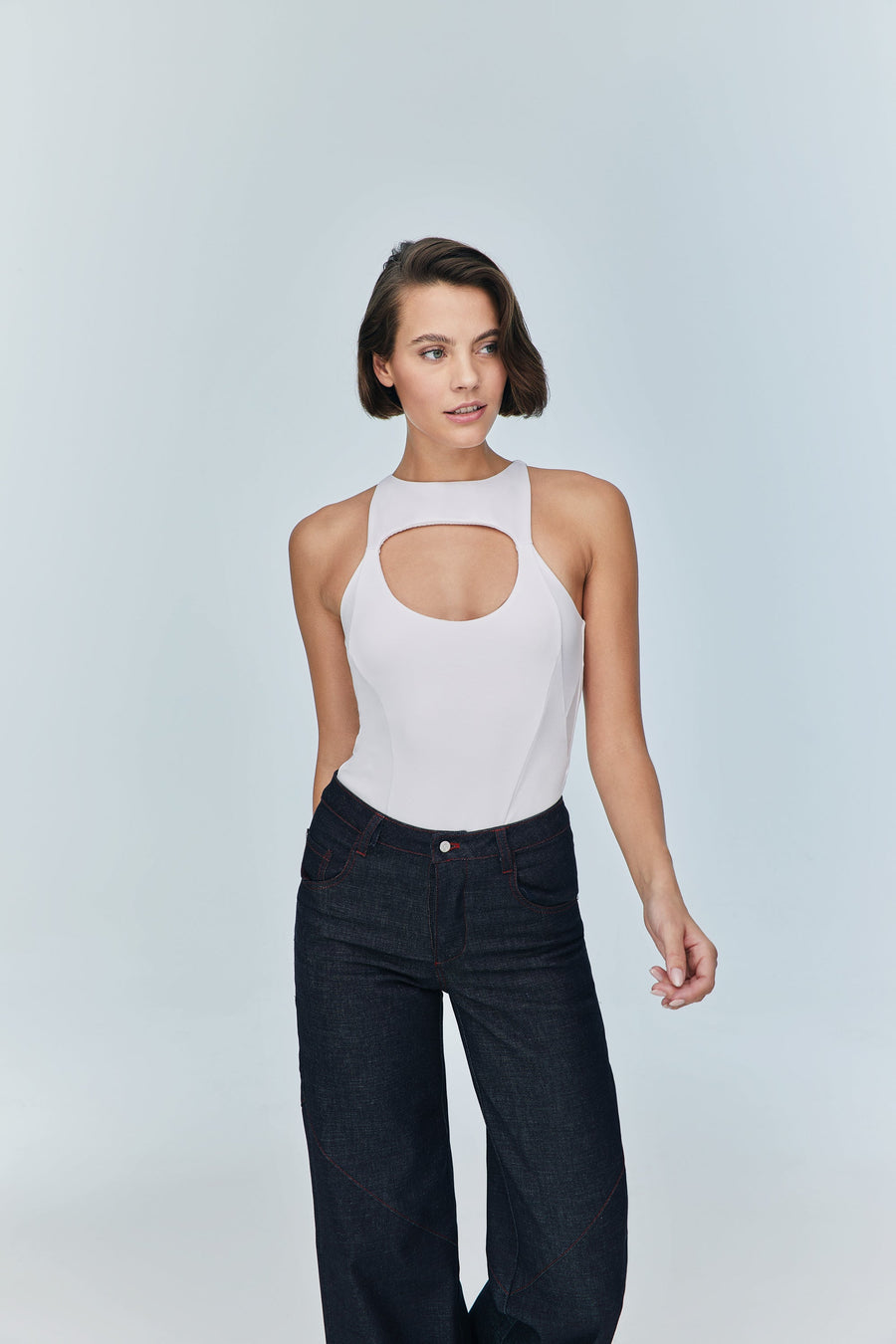 Pera Ivory Sleeveless Body Suit