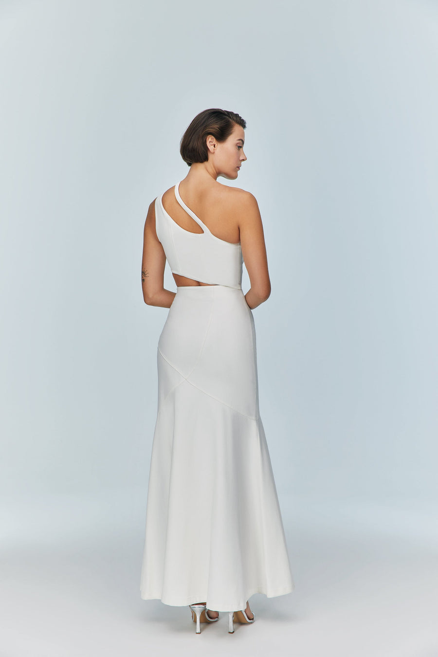 Ron Cut Out Long White Dress