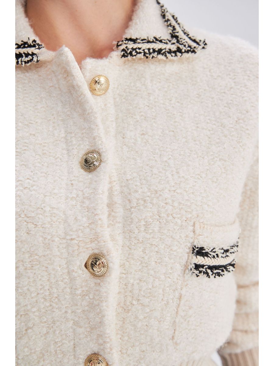 Black Knitwear Jacket With Stripe Details | Porterist