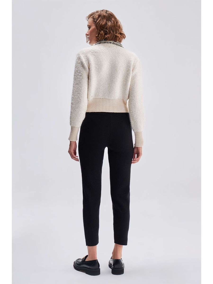 Black Knitwear Jacket With Stripe Details | Porterist