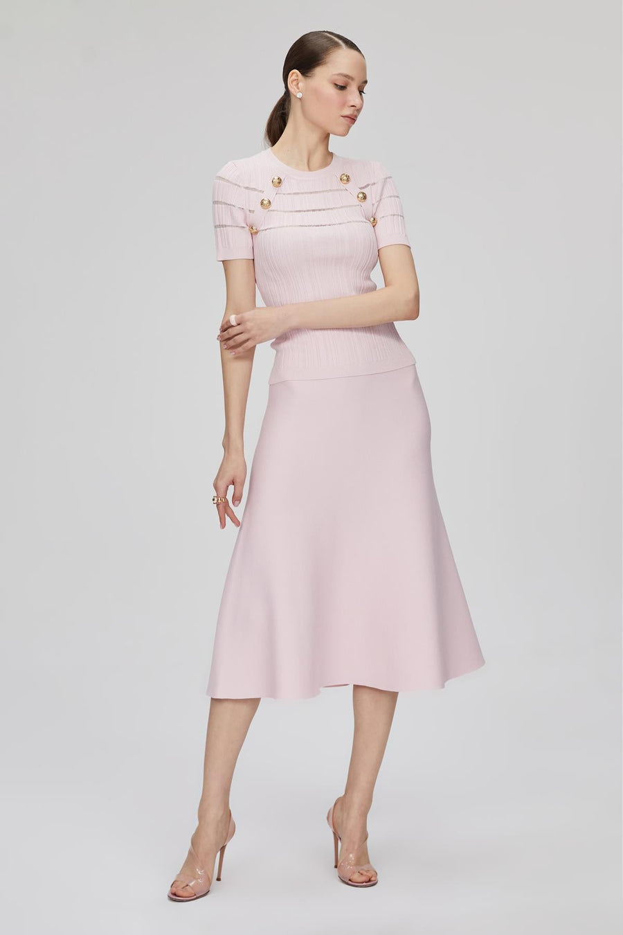 Flared Midi Pink Skirt | Porterist