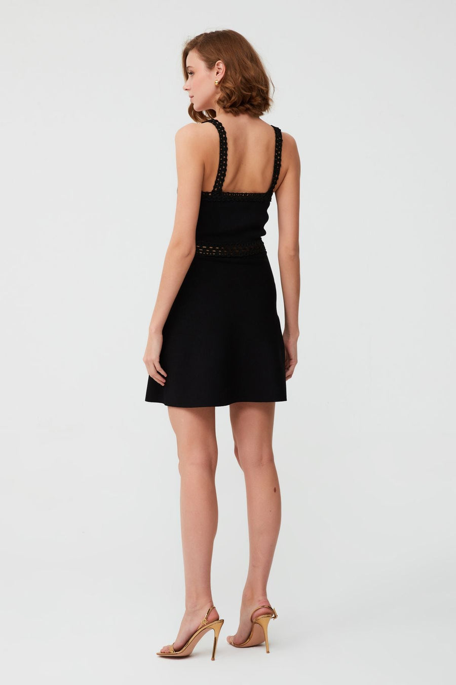 Lace Detailed Flared Black Mini Dress | Porterist