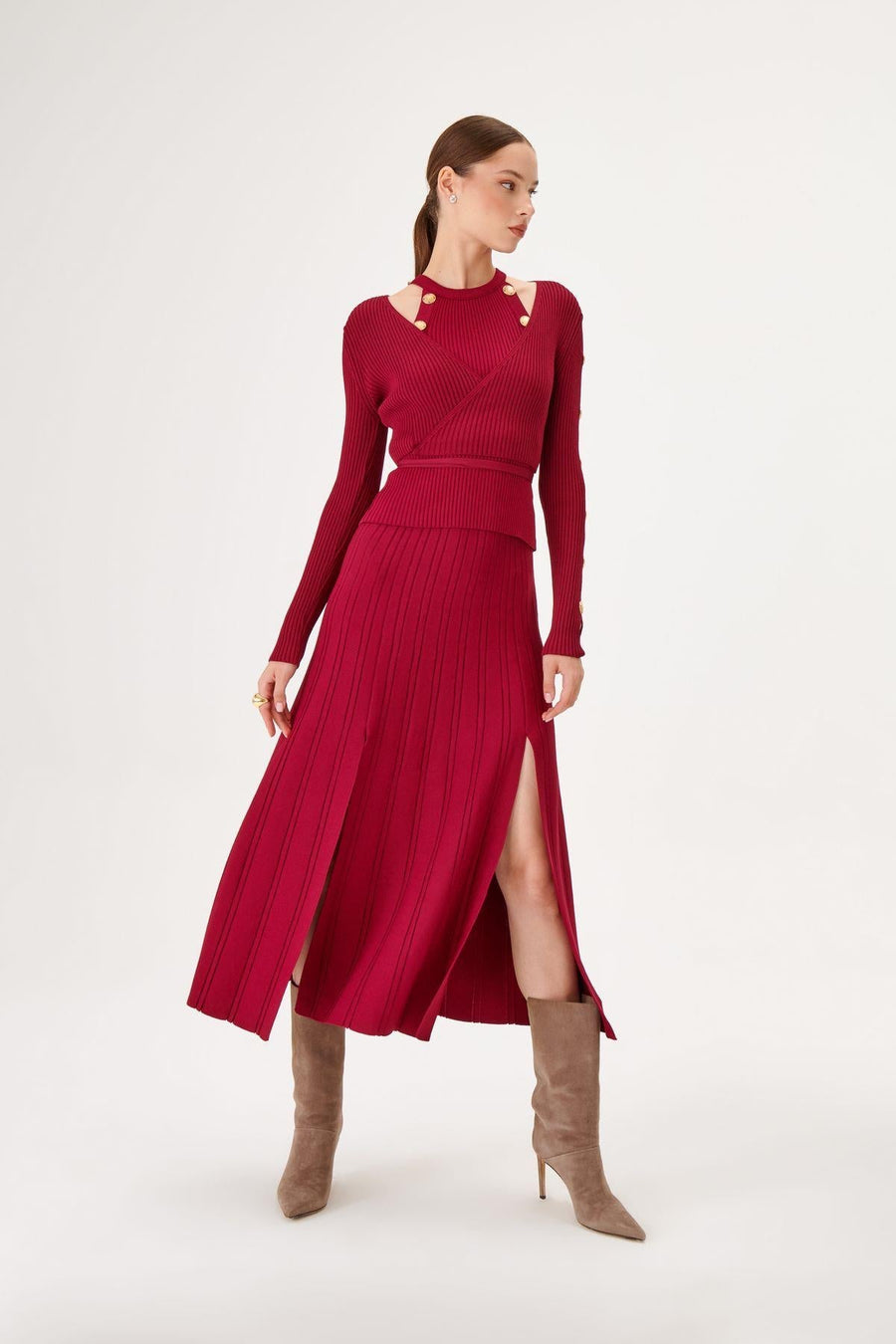 Maxi Knit Skirt With Slit At The Front | Porterist
