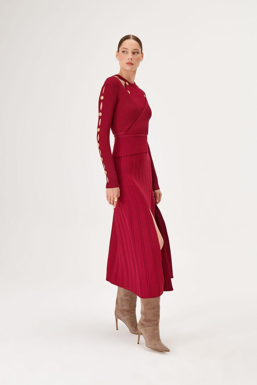 Maxi Knit Skirt With Slit At The Front | Porterist