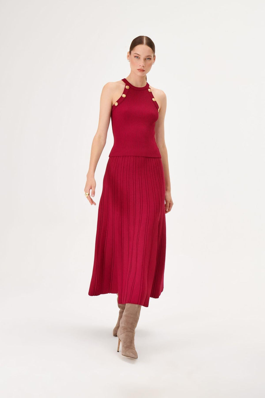 Maxi Knit Skirt With Slit At The Front | Porterist