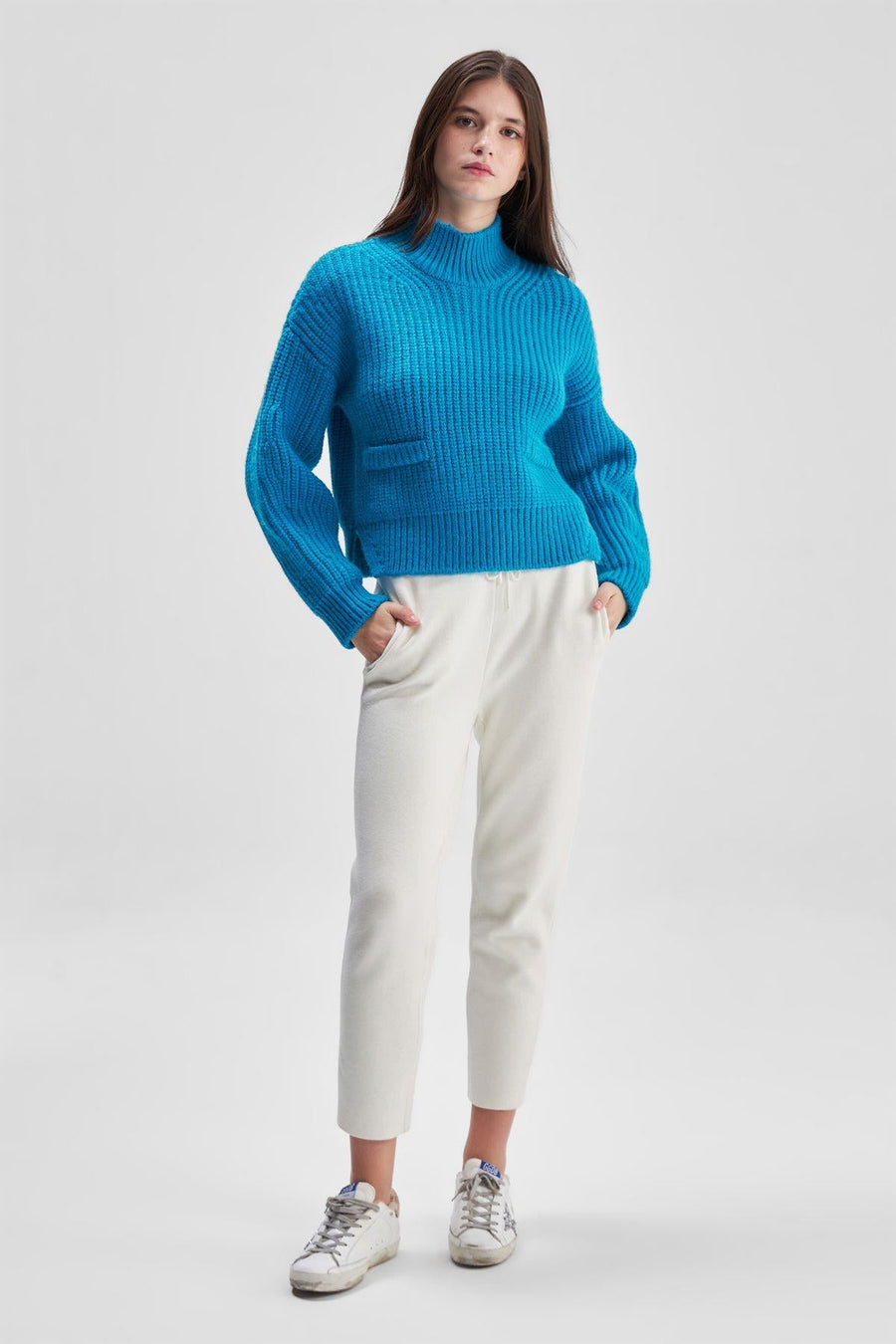 Ornament Pocket Detailed Neckband Saxe Scissor Knitwear