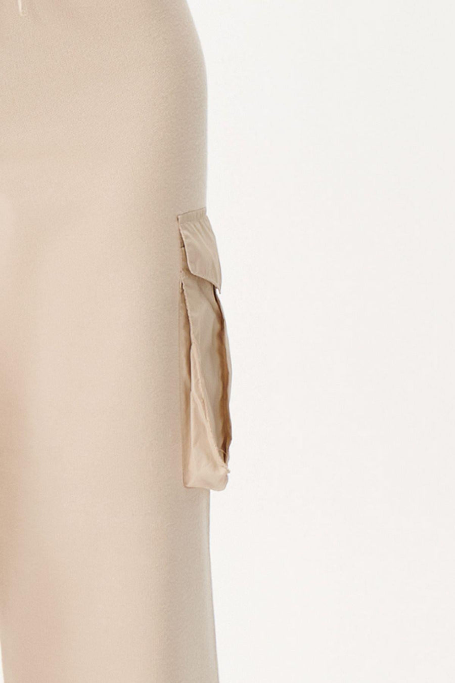 Pocket Detail Beige Knit Cargo Pants | Porterist