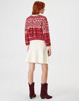 Red Crewneck Patterned Cotton Knitwear Sweater | Porterist