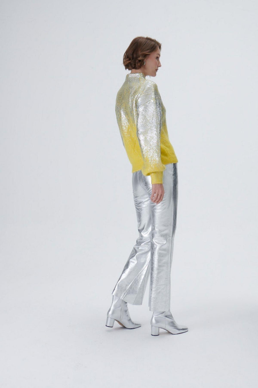 Shiny Print Crosshatch Knitted Sweater | Porterist