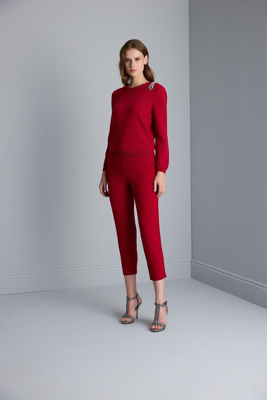 Join Us Snake Embroidered Red Knitwear Sweater - Porterist 3