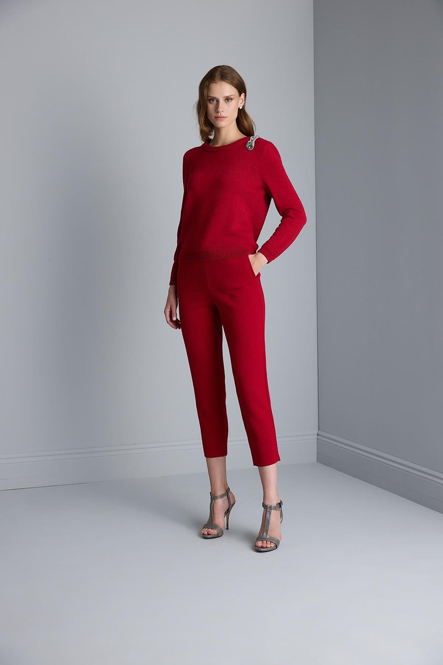 Join Us Snake Embroidered Red Knitwear Sweater - Porterist 4