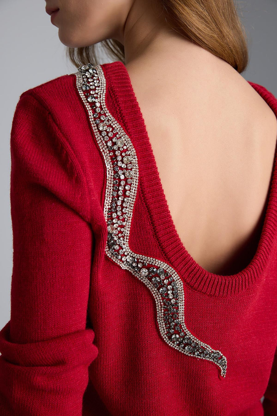 Join Us Snake Embroidered Red Knitwear Sweater - Porterist 5