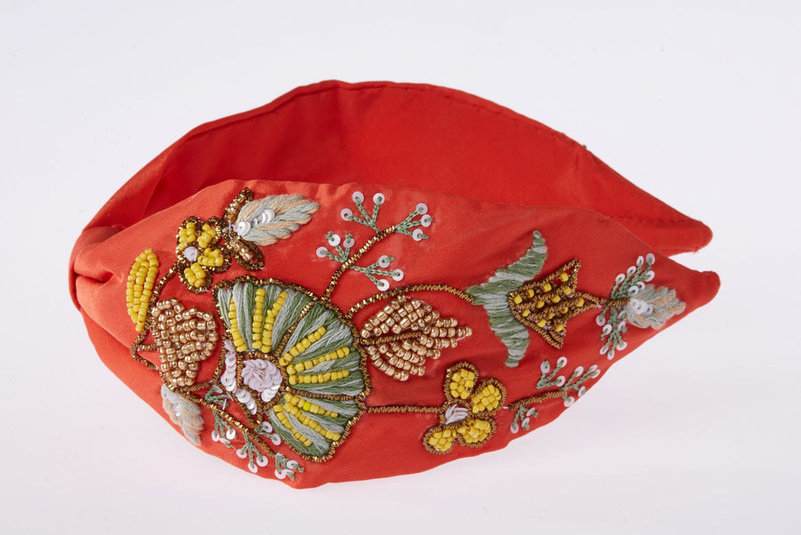 Meri Red Bead Embroidered Women Headband - Porterist 2