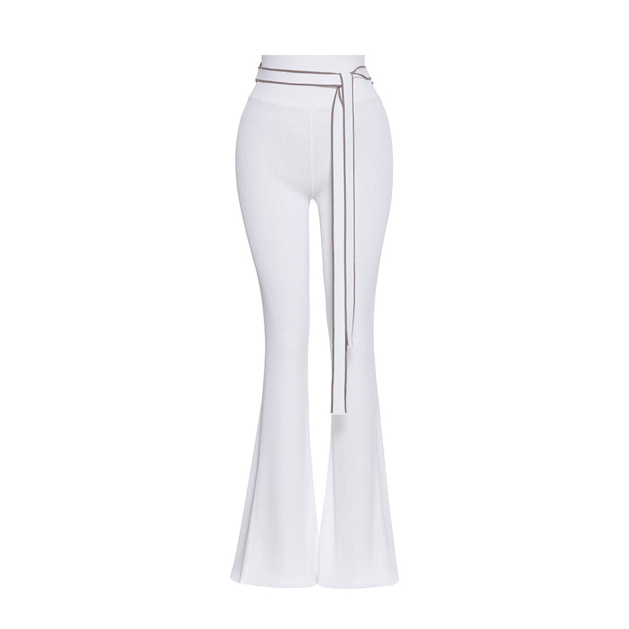 Judy White Pants With Belted Waist | Porterist