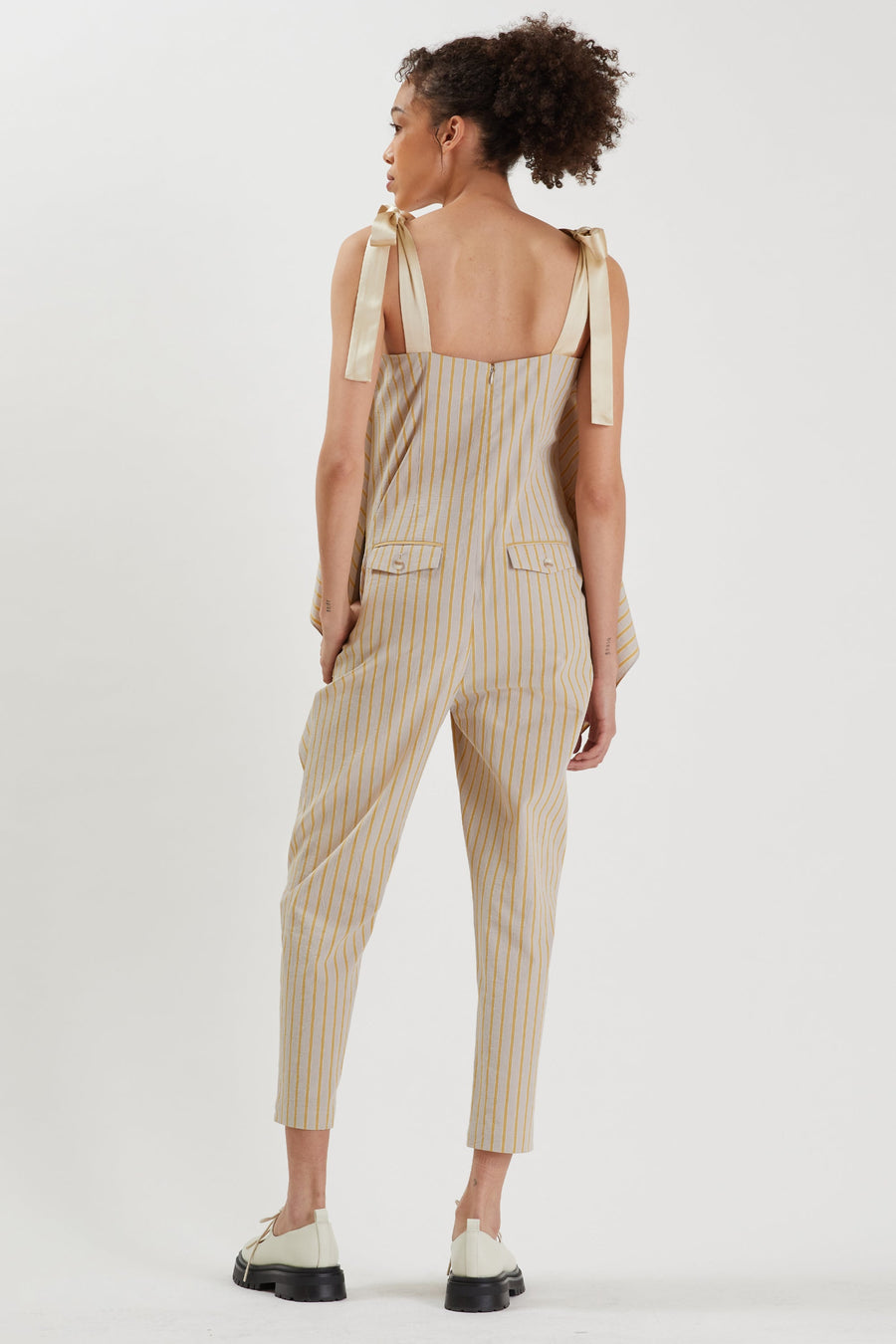 Silk Tie Ruffled Jumpsuit