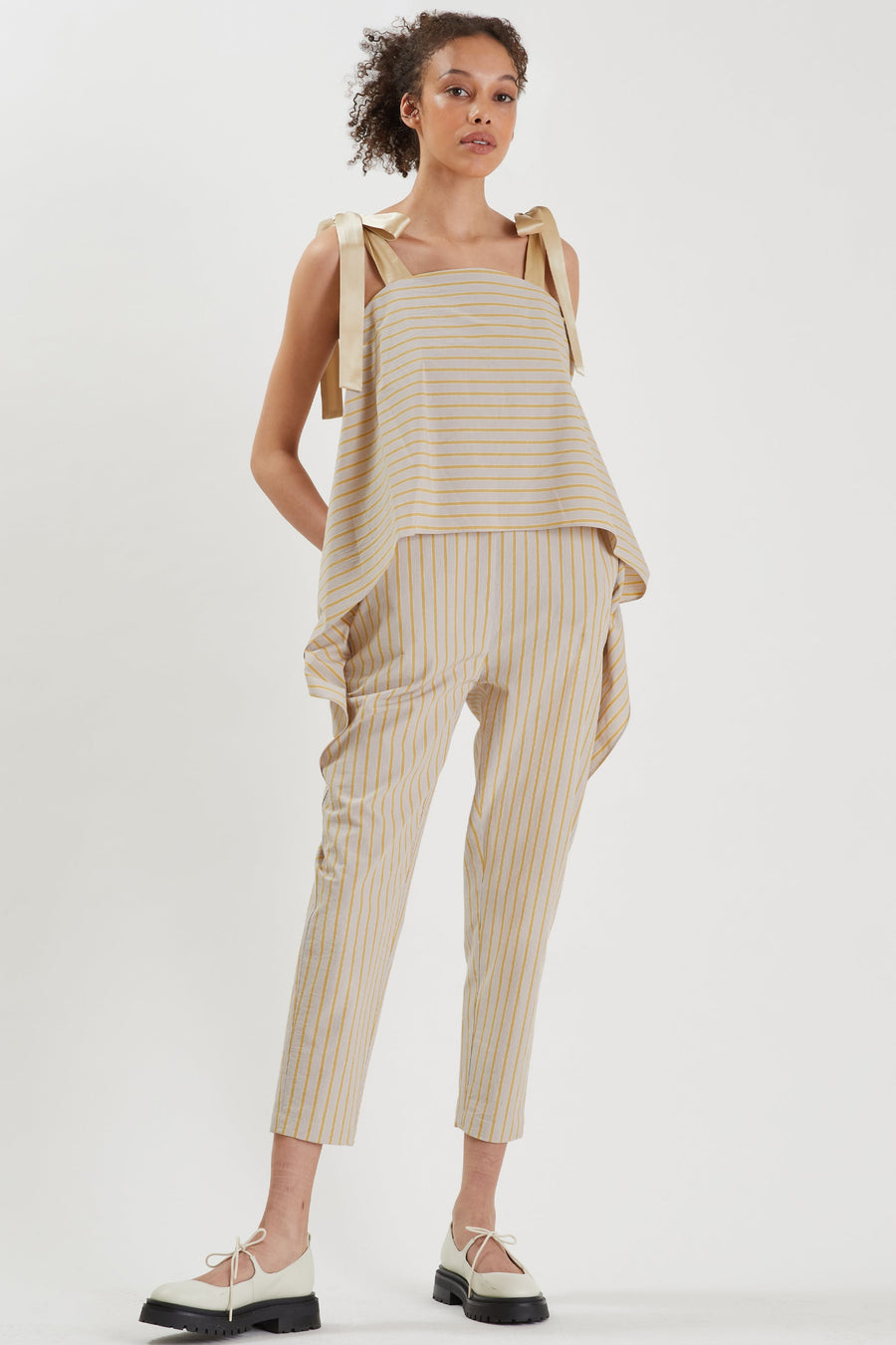 Silk Tie Ruffled Jumpsuit