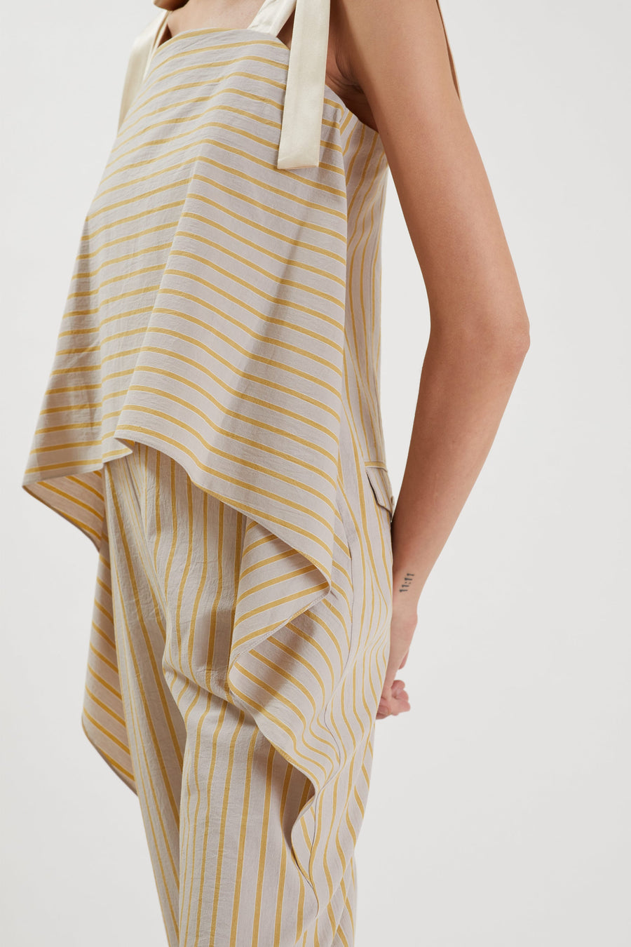 Silk Tie Ruffled Jumpsuit