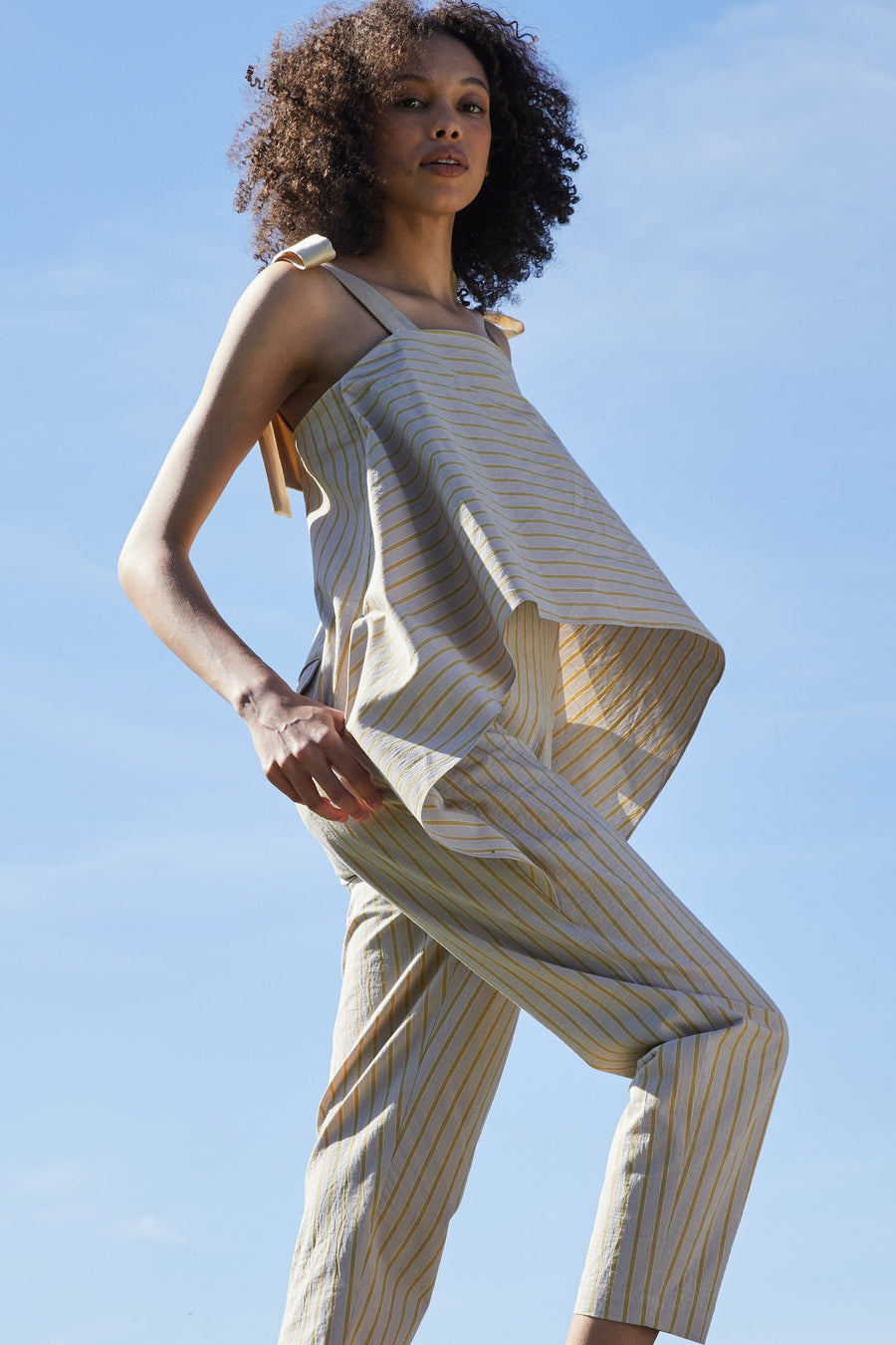 Silk Tie Ruffled Jumpsuit