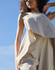 Silk Tie Ruffled Jumpsuit