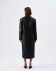 June Faux Leather Black Trench Coat