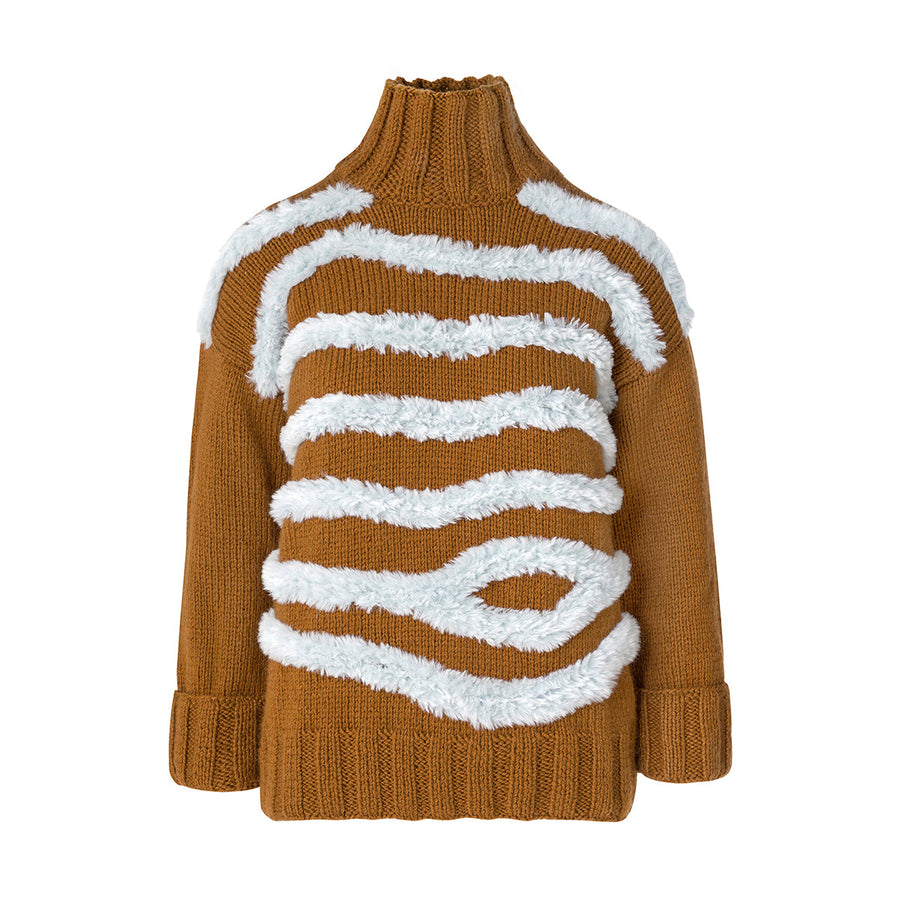 Jupiter Brown & Blue Hand - knitted Striped Sweater