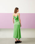 Green Degaje Collar Slim Strap Maxi Boy Dress