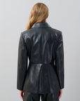 Black Jacket with Gold Metal Accessories & Front Zipper Closure