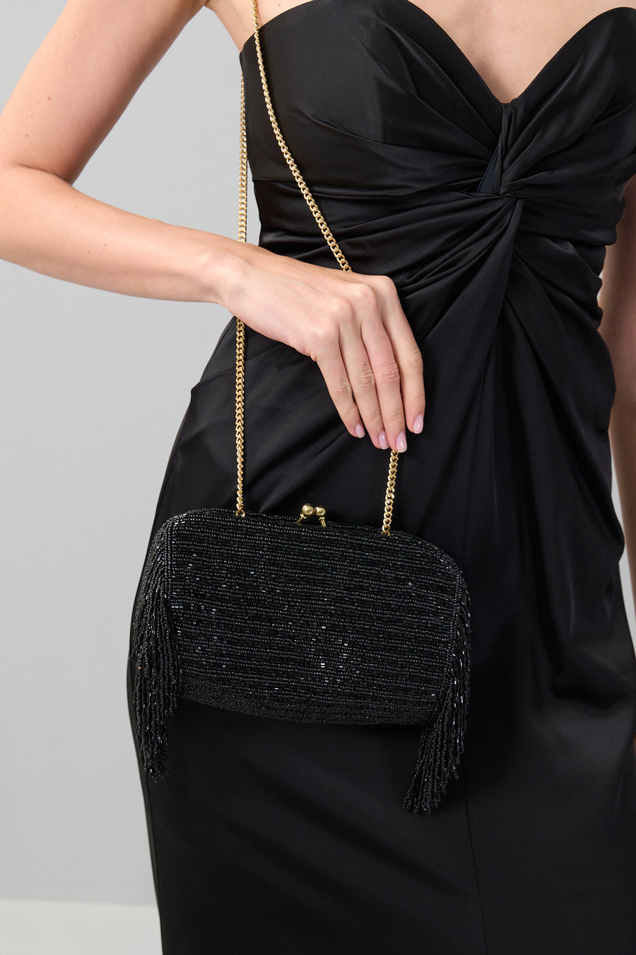 Black Bag with Gold Chain