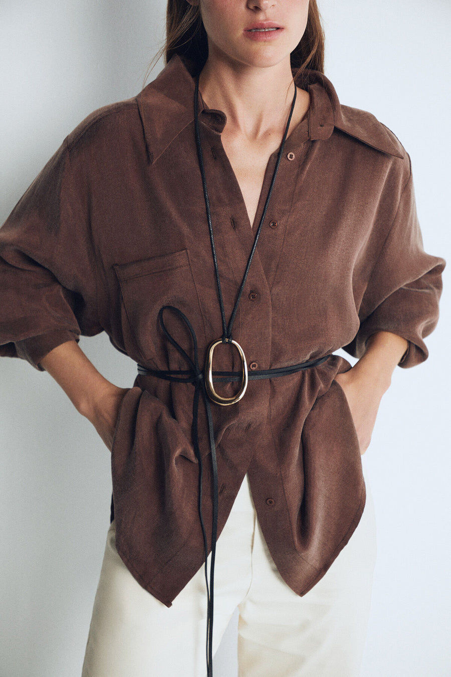 Kai Oversize Brown Shirt - Porterist 1