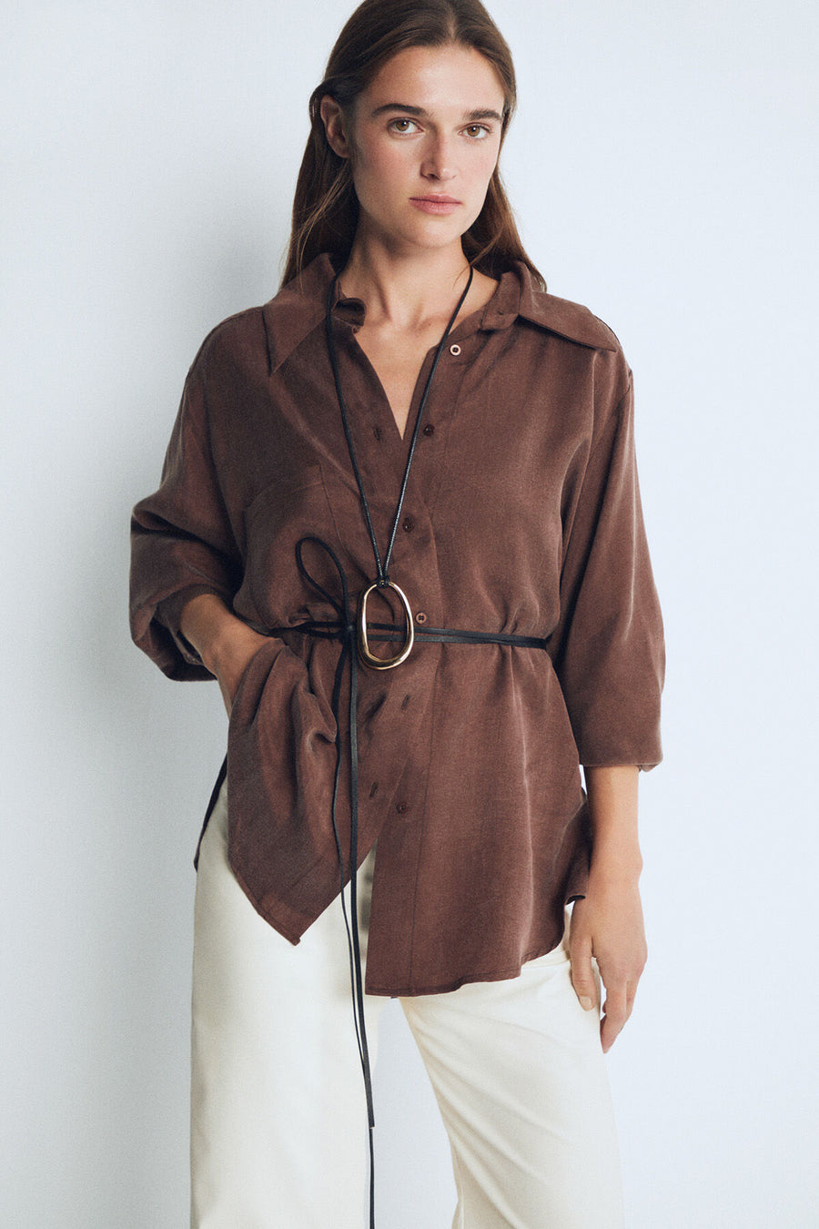 Kai Oversize Brown Shirt - Porterist 2