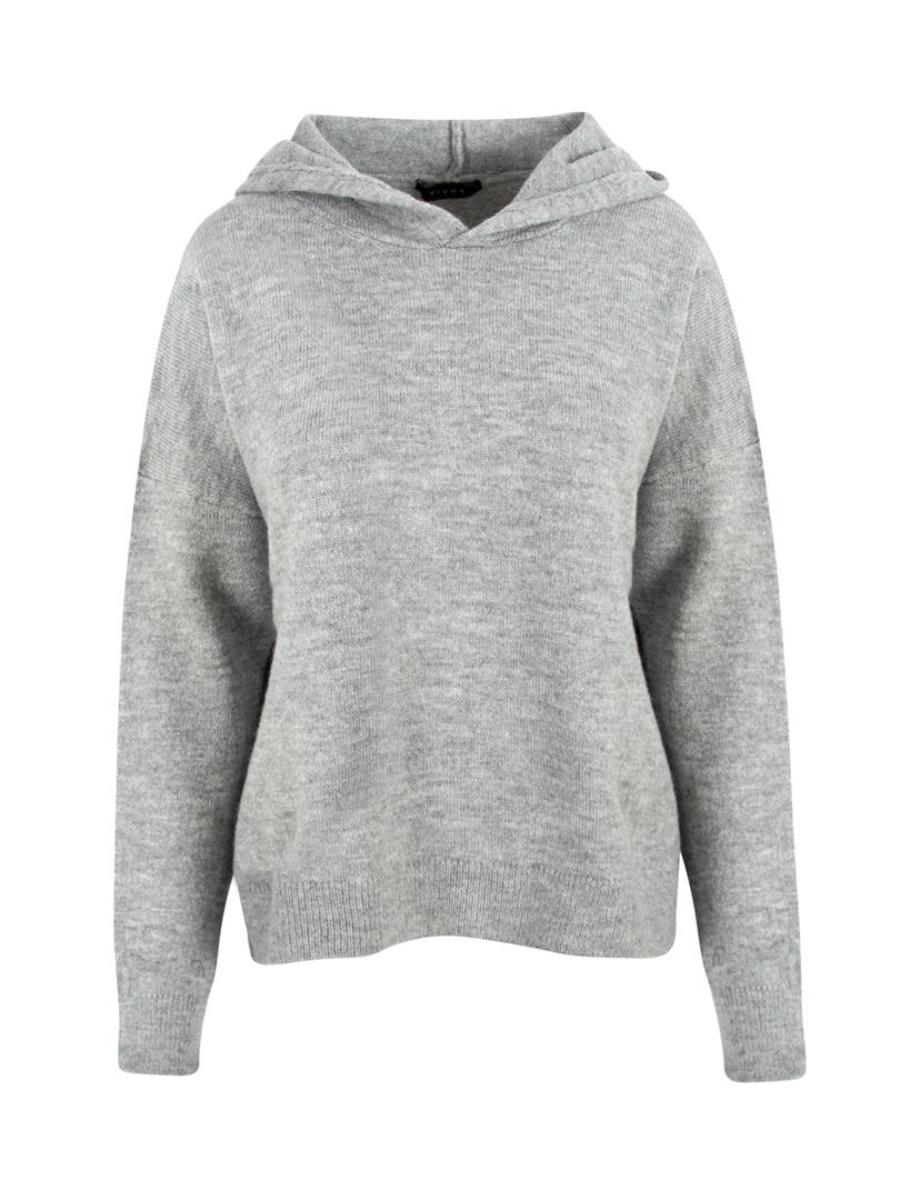 Hooded Knitwear Sweater - Grey