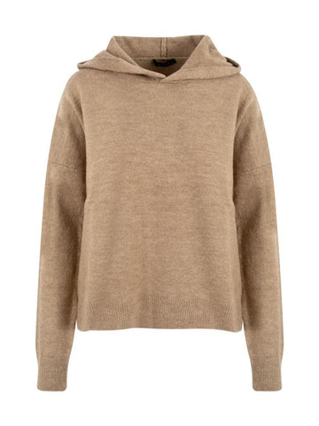 Hooded Knitwear Sweater - Brown