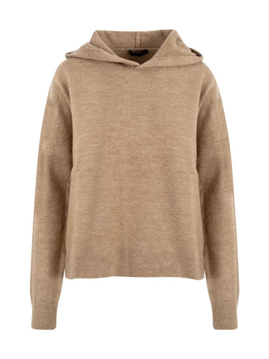 Hooded Knitwear Sweater - Brown