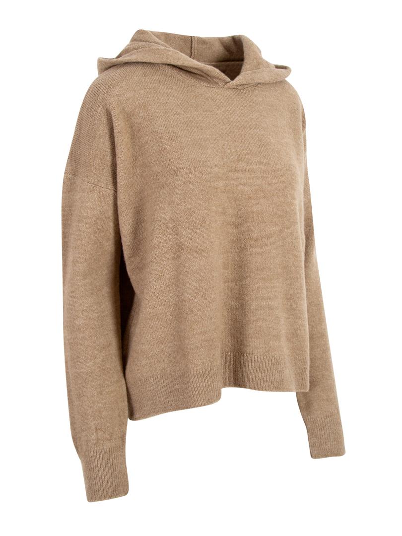 Hooded Knitwear Sweater - Brown