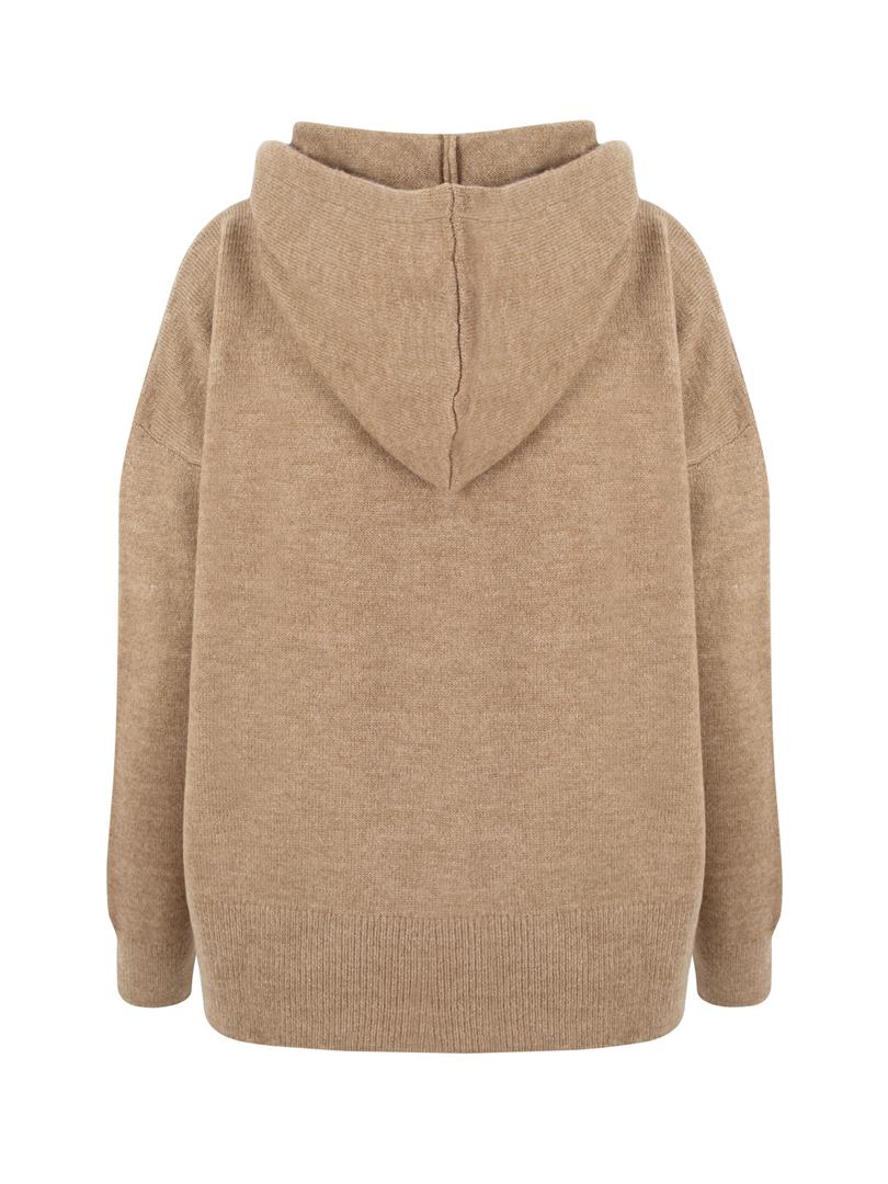 Hooded Knitwear Sweater - Brown