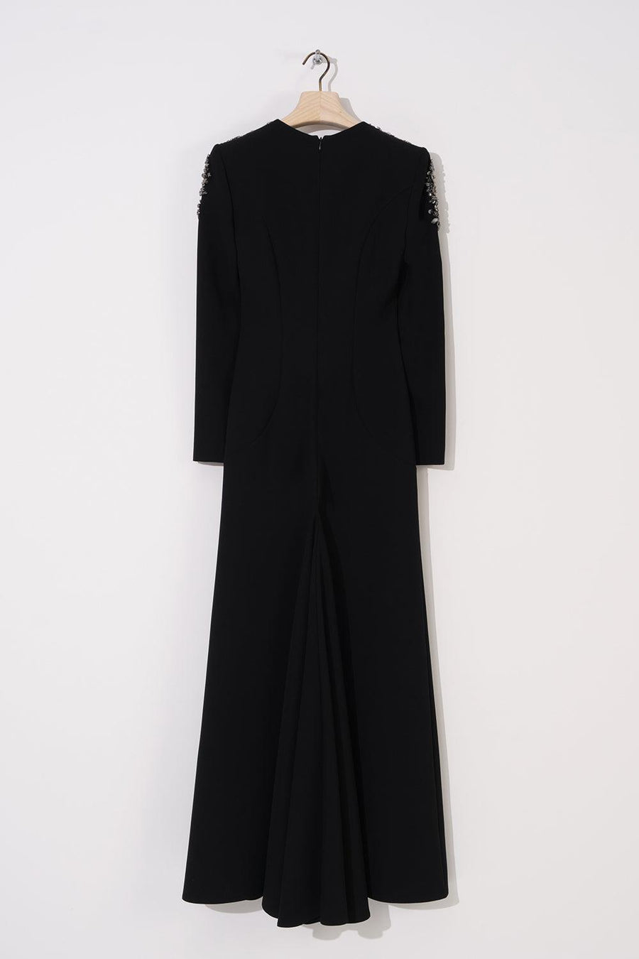 Black Hoop Embroidery Long Slit Dress Fınal Item - Porterist 2