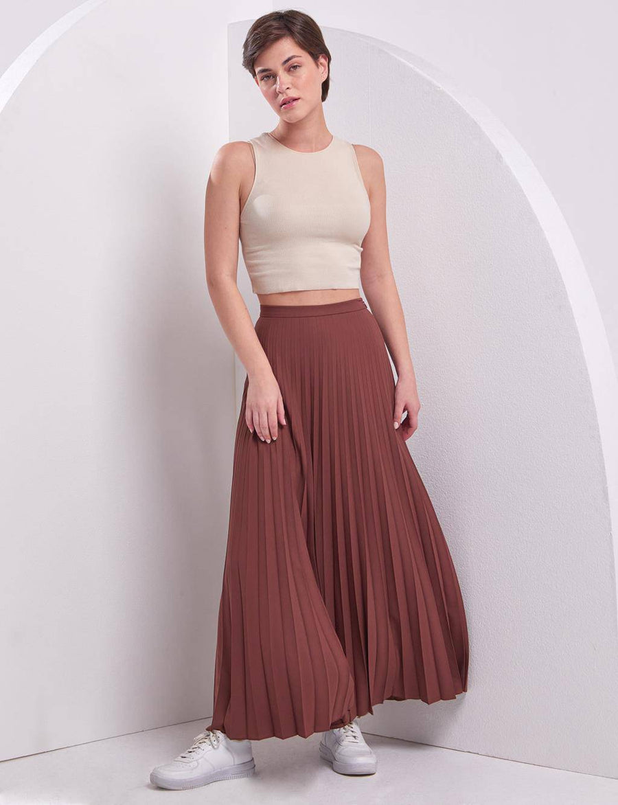 Basic Pleated Skirt Brown Ka Sz Fınal Item - Porterist 5