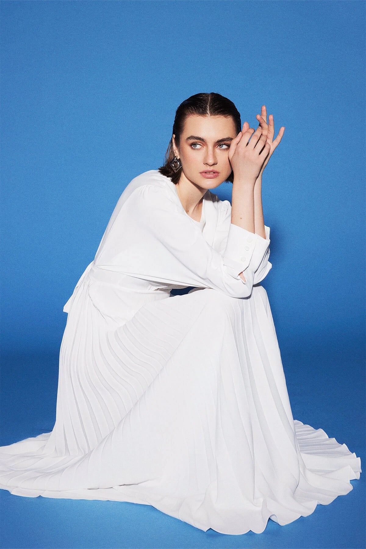 【PORTERNA】Kises satin long one piece Oversized Bow One-shoulder Satin Column Maxi Bridesmaid