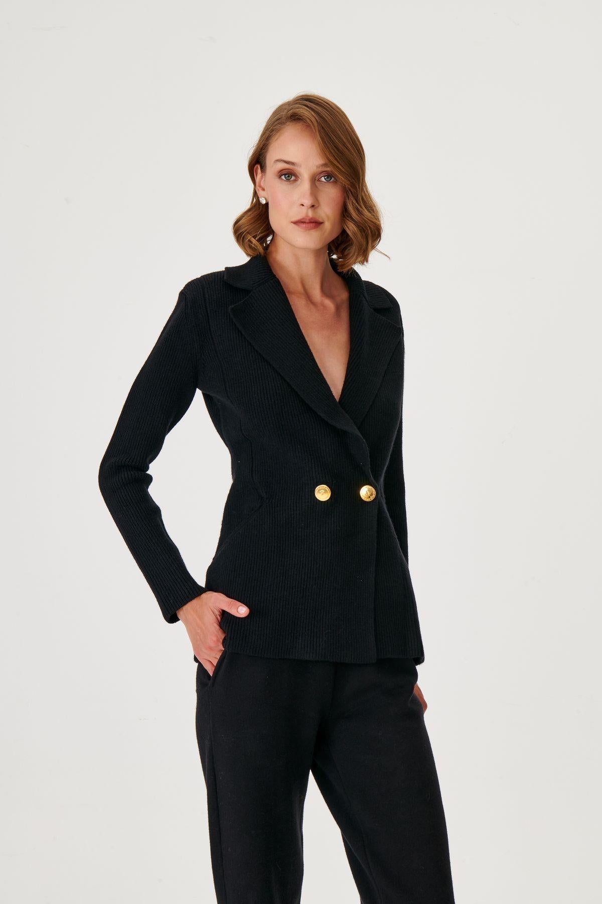 【PORTERNA】Maisie Single Blazer Bridget Suit Jacket (Black) | Cropped Black Blazer with