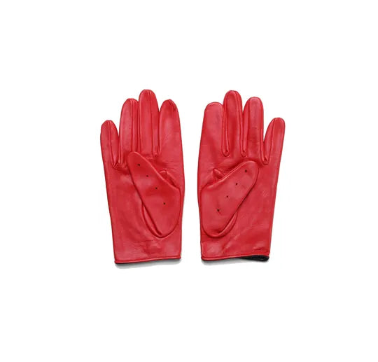 Red Venus Heart Women Driver Leather Gloves