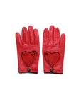 Red Venus Heart Women Driver Leather Gloves