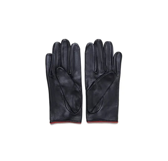 Black Venus Heart Women Driver Leather Gloves