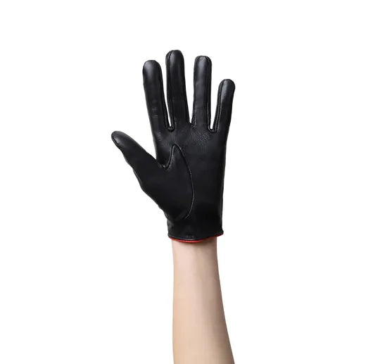 Black Venus Heart Women Driver Leather Gloves