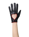 Black Venus Heart Women Driver Leather Gloves