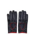 Black Venus Heart Women Driver Leather Gloves